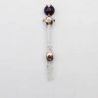 Celestial Prism Wand - Amethyst Moving Crystal Sphere Quartz Stem - 12cm