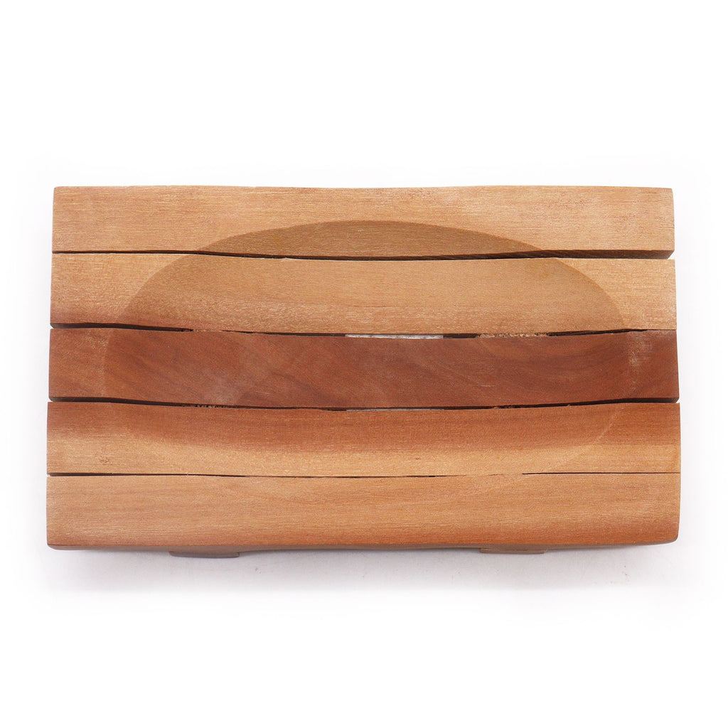 Classic Mahogany Soap Dish with Elegant Grid Drainer Design