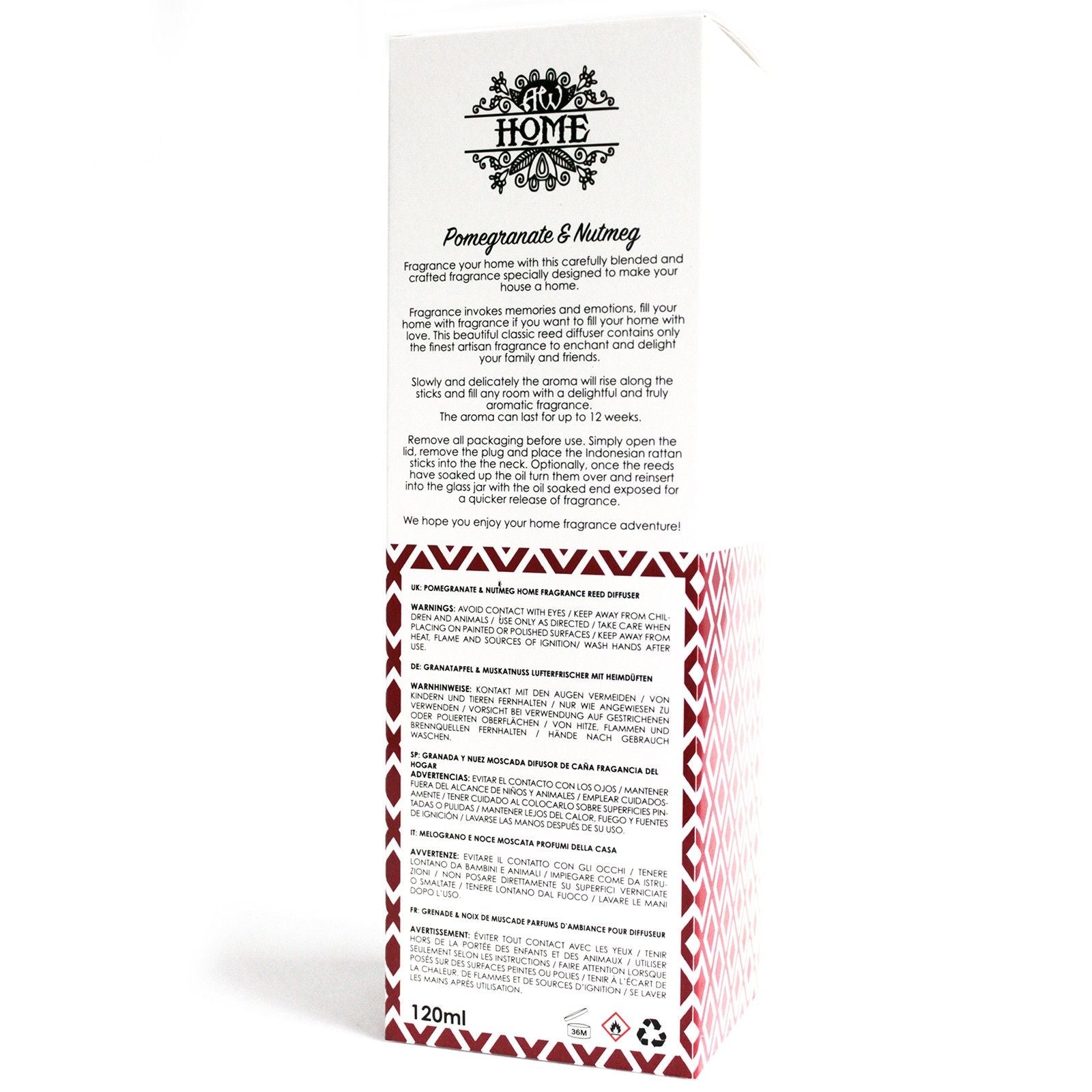 120ml Reed Diffuser with Pomegranate and Nutmeg Aroma