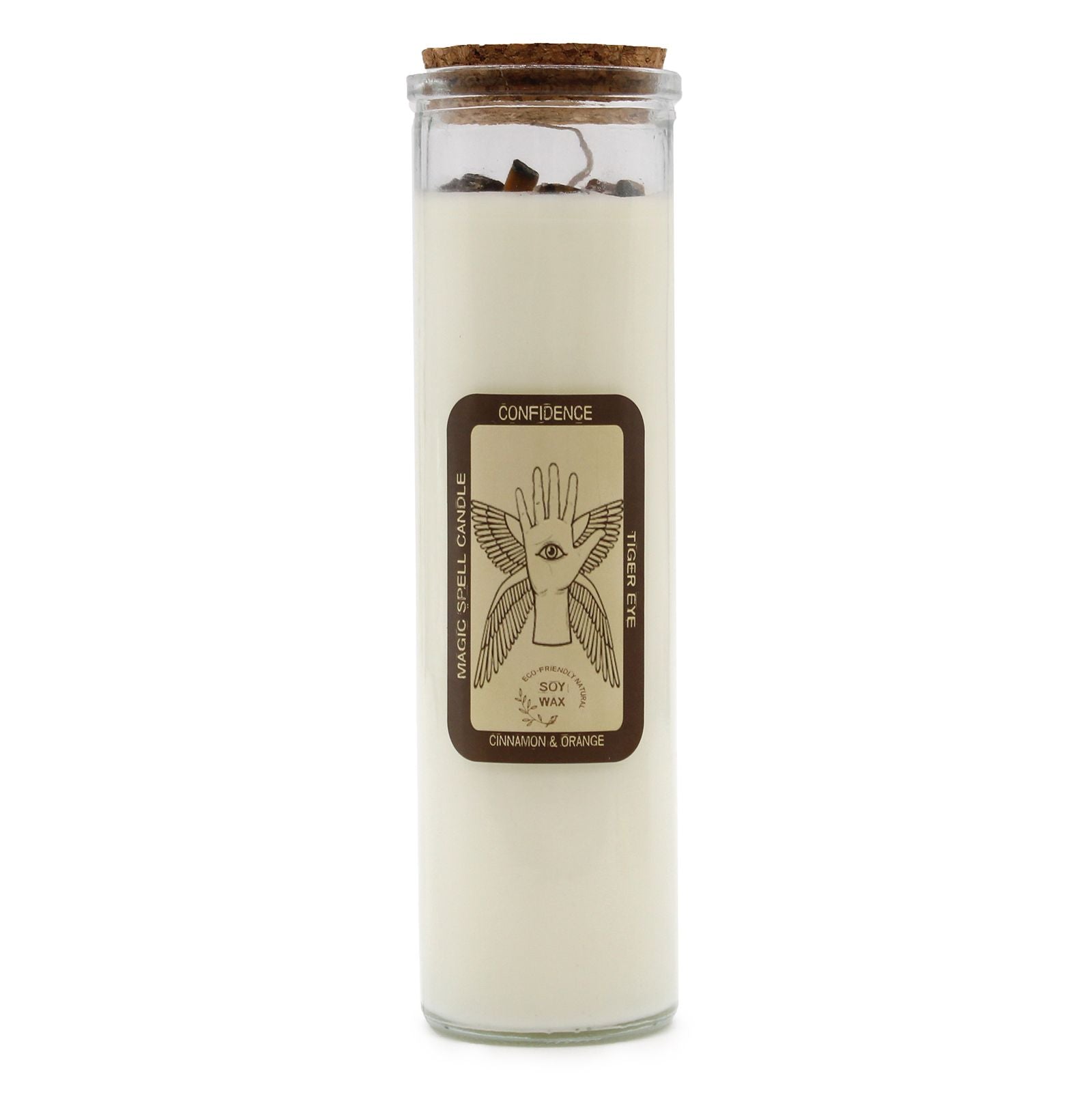 Magic Spell Candle for Confidence with Tiger Eye and Cinnamon