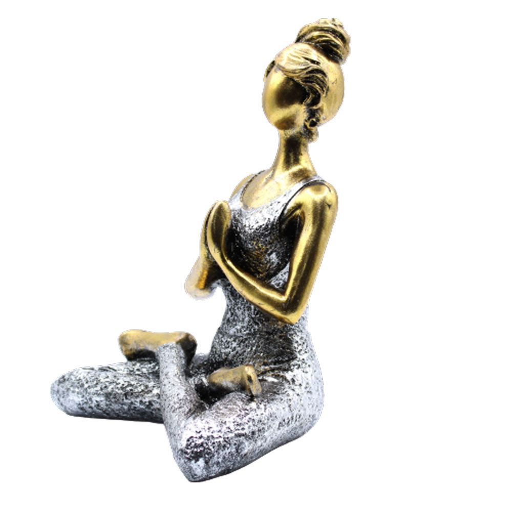 Yoga Lady Figure in Bronze and Silver 24cm Decorative Accent Piece