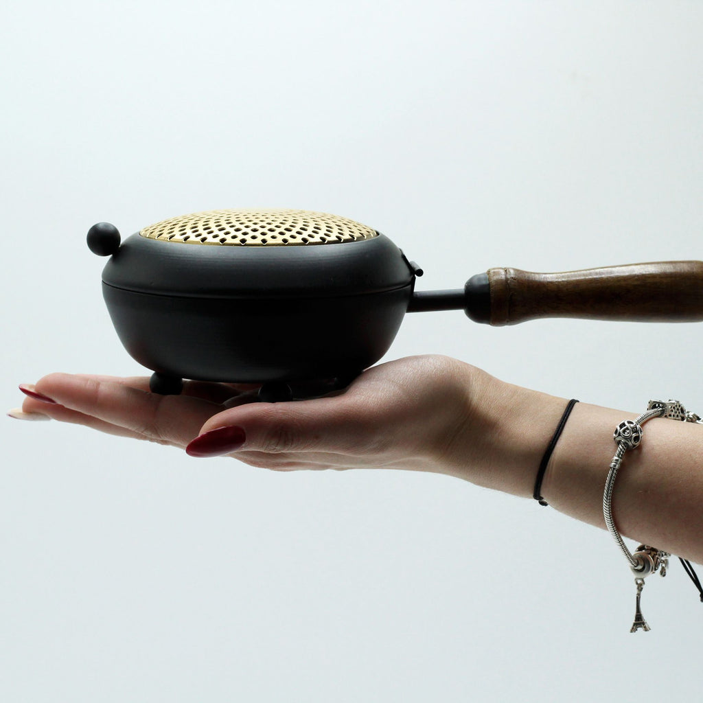 Large Iron Censer Incense Burner with Gold Detail for Home Use