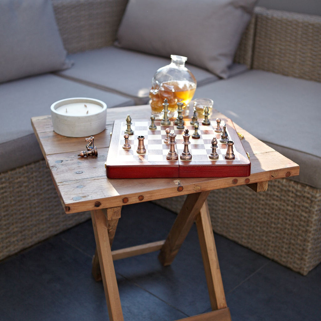 Square Folding Coffee Table 50cm Recycled Wood for Stylish Home Use