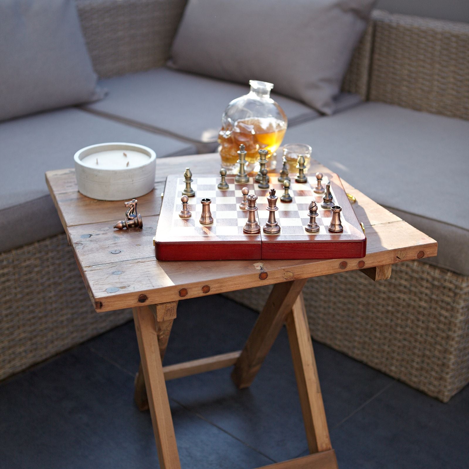 Square Folding Coffee Table 50cm Recycled Wood for Stylish Home Use