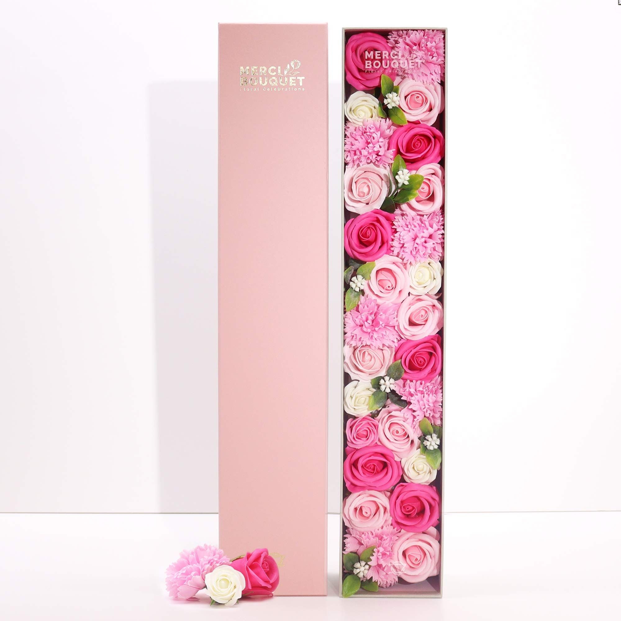 Extra Long Box Baby Blessings Soap Flower Gift in Beautiful Pinks