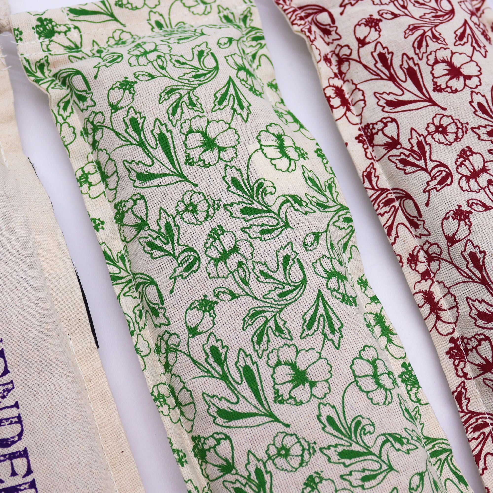 Natural Cotton Wheat Bags Green with Rope Handle for Versatile Use