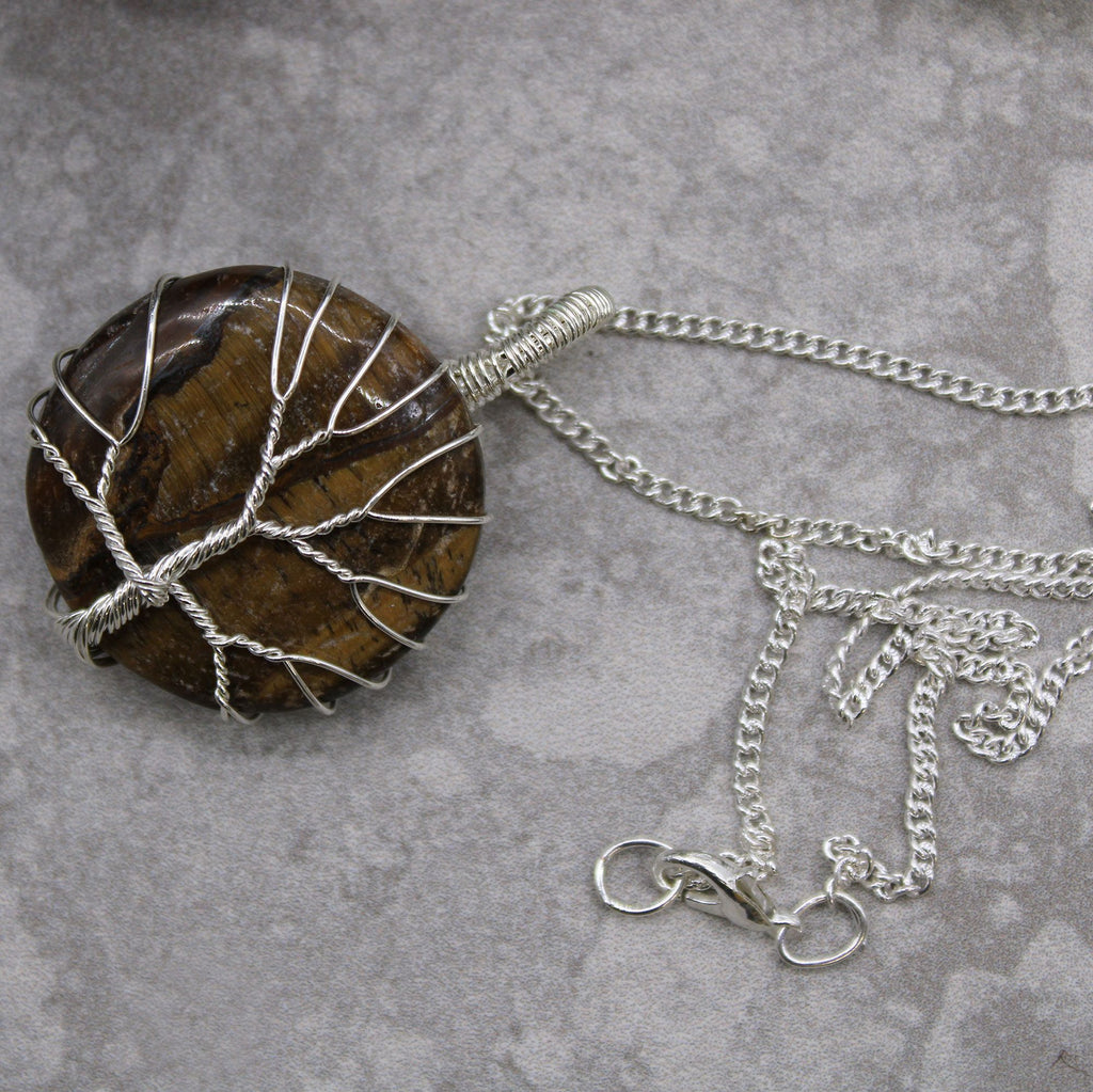 Tree of Life Gemstone Necklace with Tiger Eye for Everyday Wear