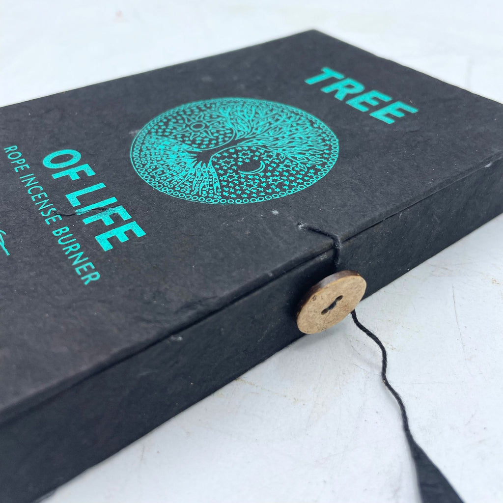 Rope Incense and Silver Plated Holder Set with Tree of Life Design