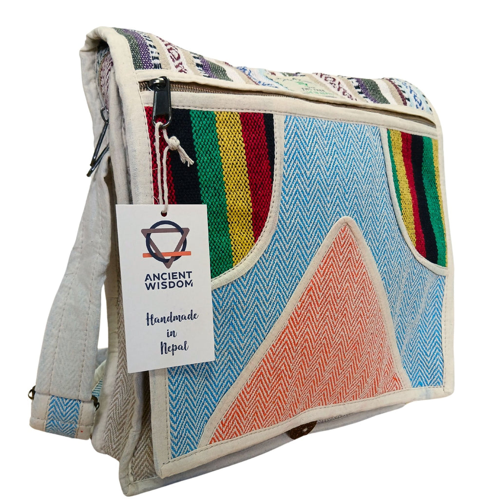 Hemp Laptop Messenger Bag with Triangle Design for Daily Use