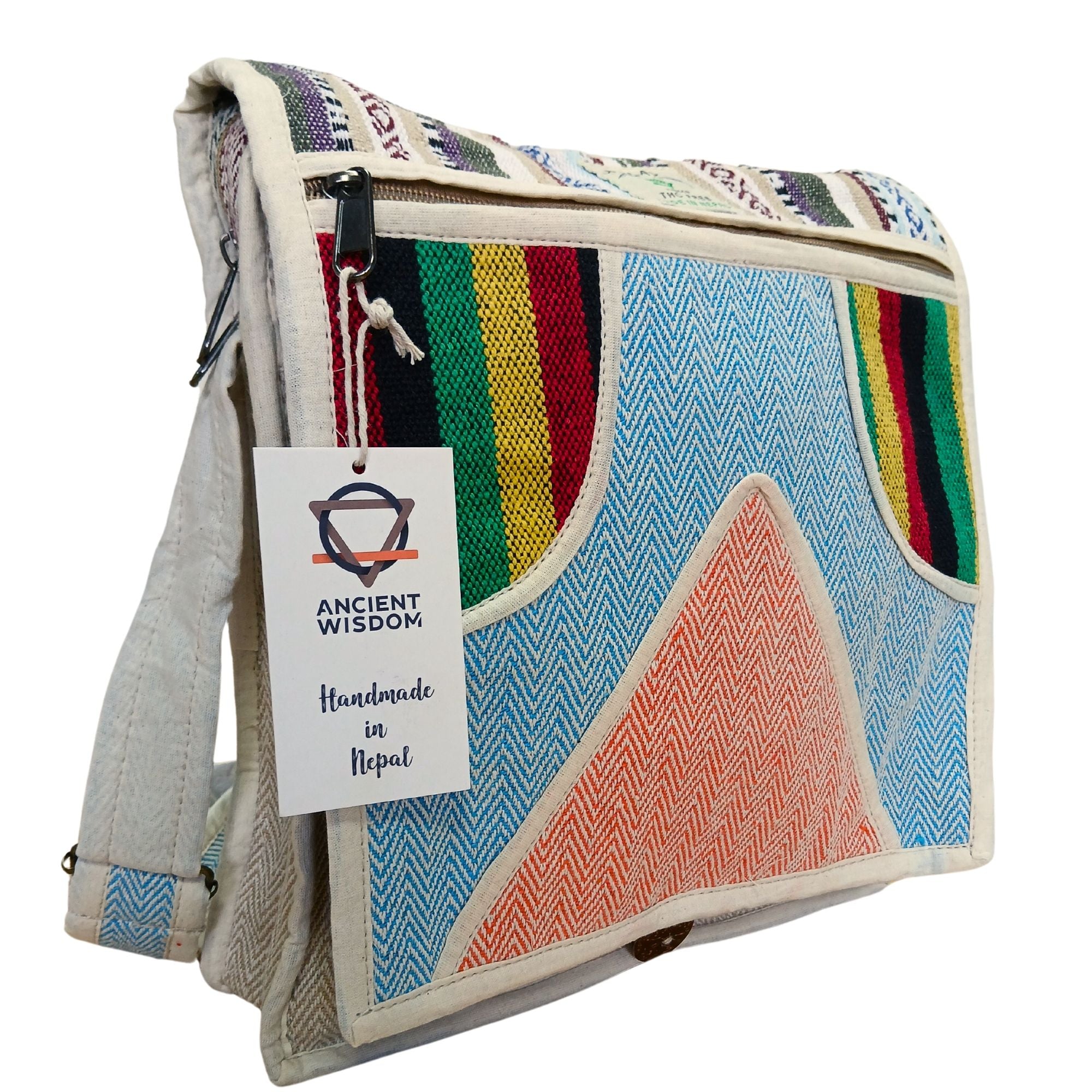 Hemp Laptop Messenger Bag with Triangle Design for Daily Use