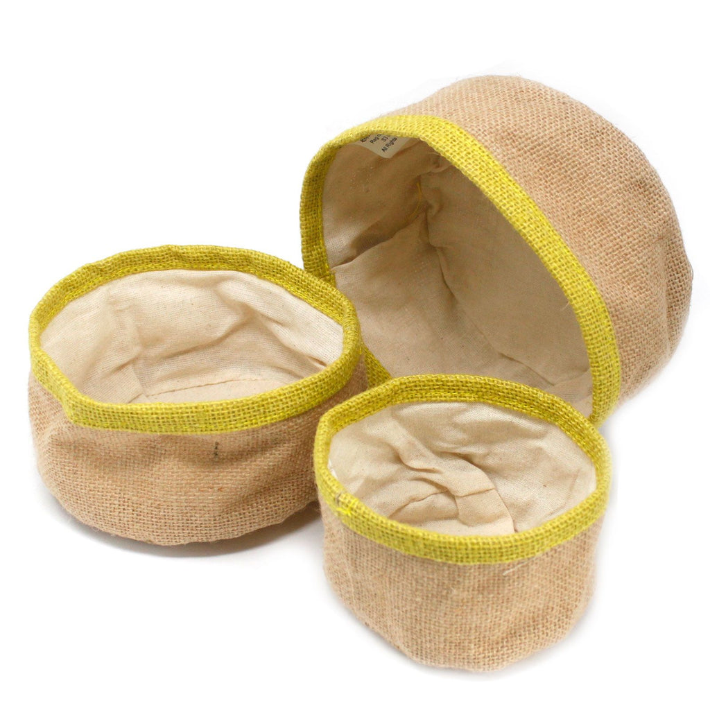 Set of 3 Olive Natural Jute Baskets for Eco Friendly Storage