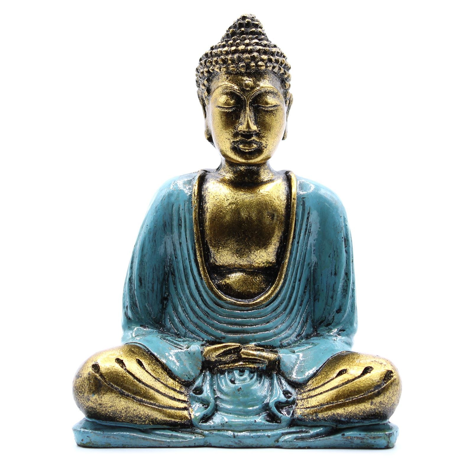 Teal & Gold Buddha Medium Statue for Home Decor and Gifts