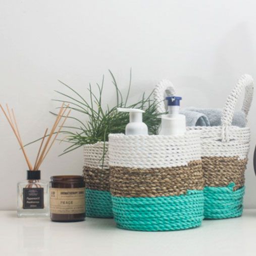 Seagrass Basket Set Natural White for Stylish Storage Solutions