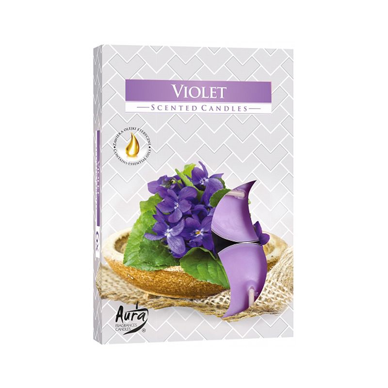 Set of 6 Scented Tealights in Violet for Home Fragrance Decor