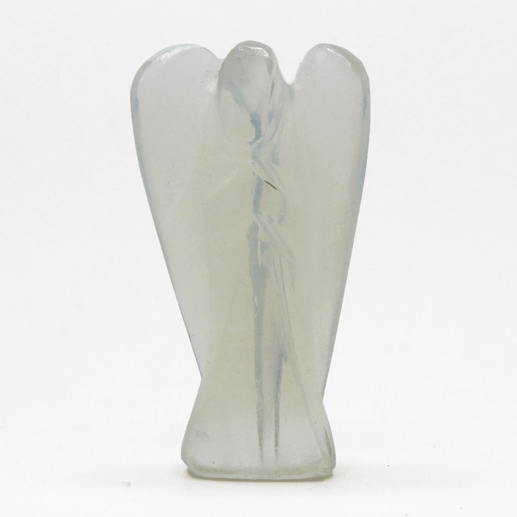 Hand Carved Gemstone Angel Figure in Opalite Design