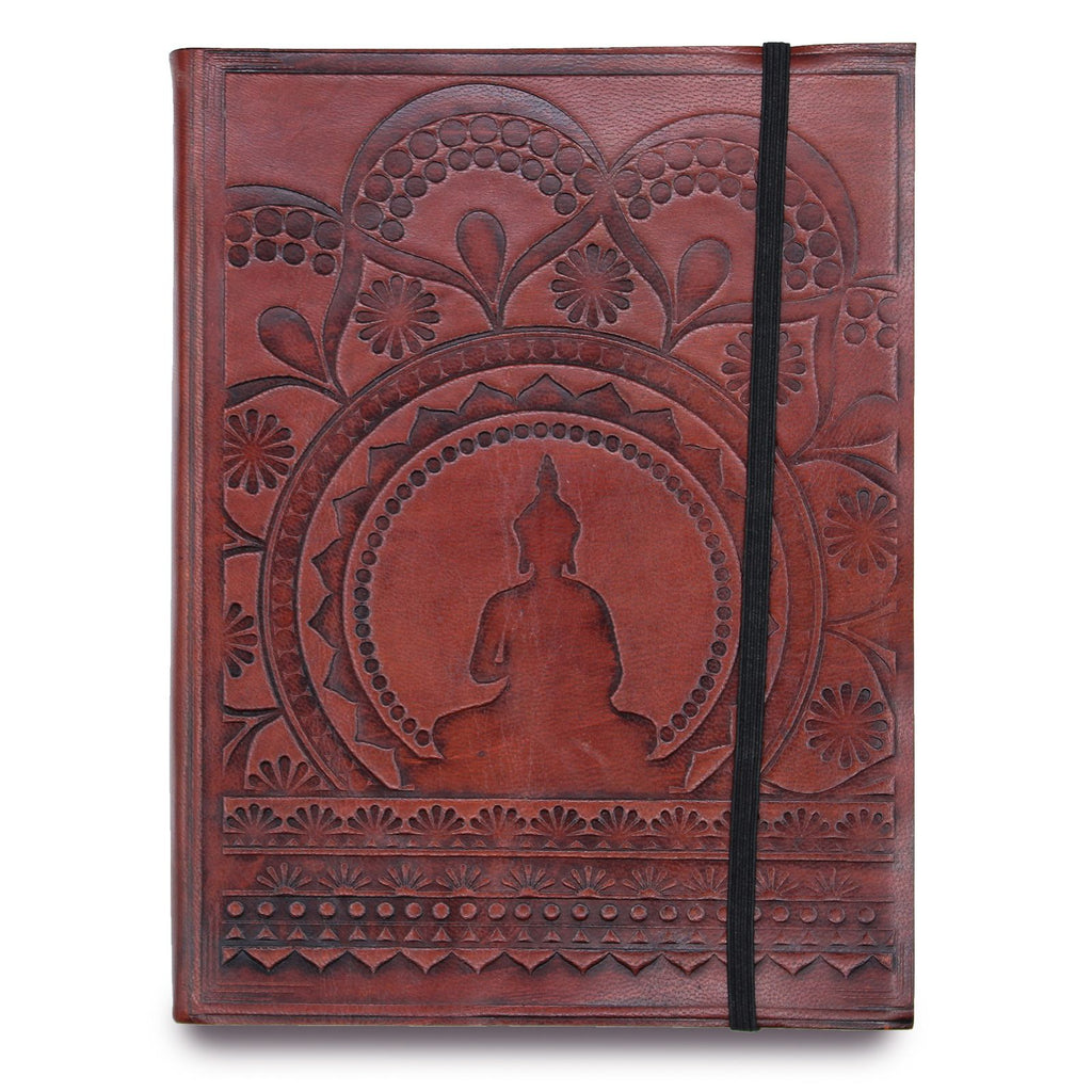 Medium Notebook with Strap Featuring Elegant Tibetan Mandala Design
