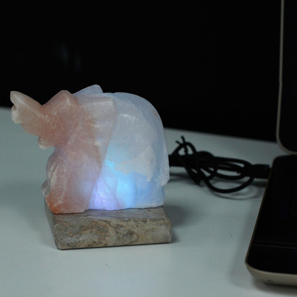USB Elephant Shaped Himalayan Salt Lamp for Unique Home Decor
