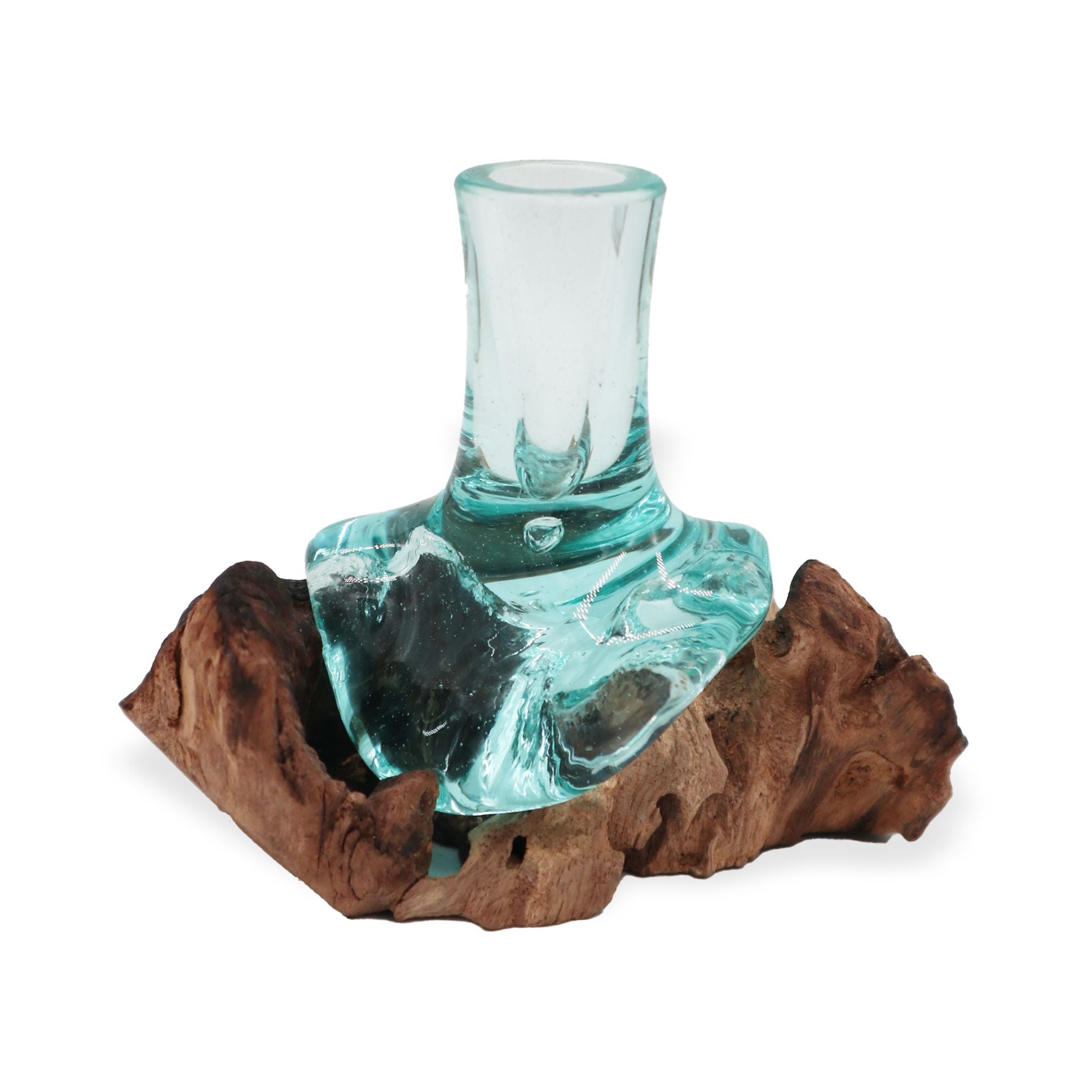 Molton Glass Small Flower Vase on Wood for Home Decor Style