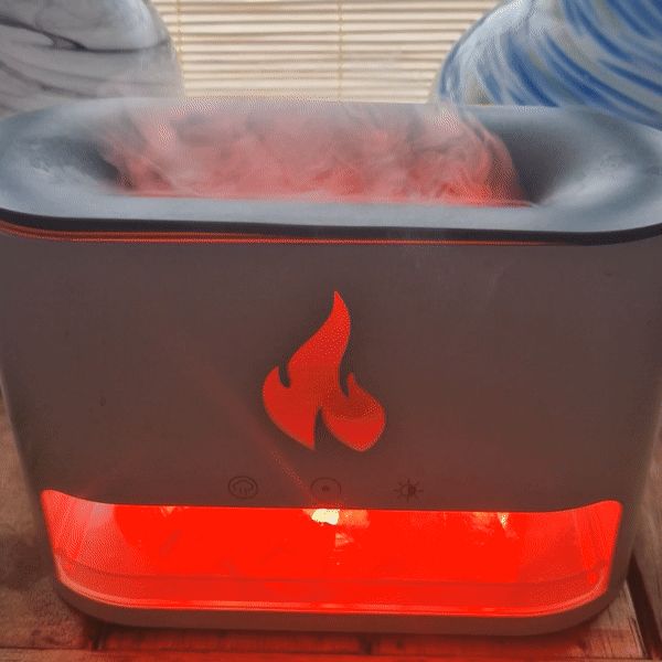 White Blaze Aroma Diffuser with Himalayan Salt Chamber Flame Effect