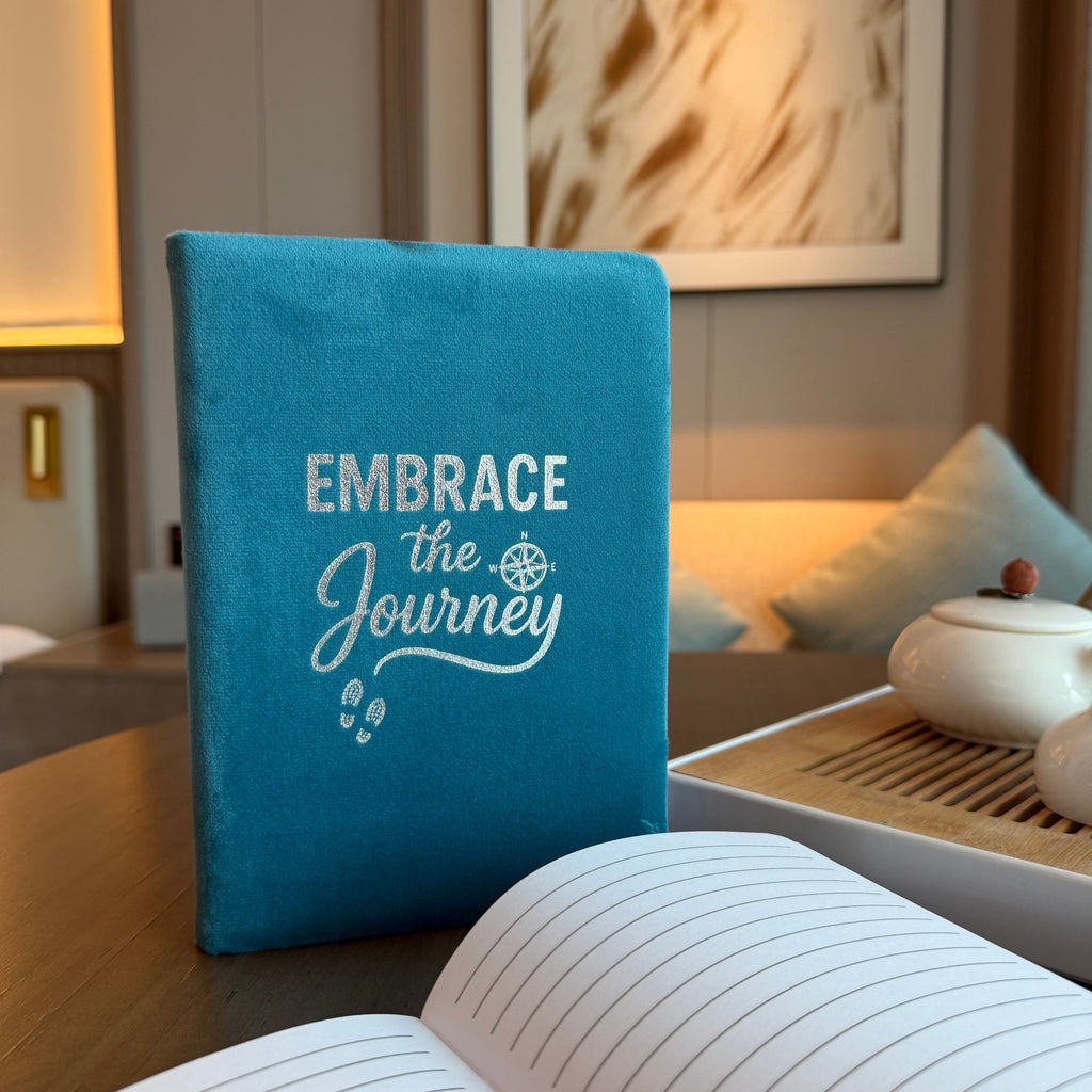 Light Blue Velvet Notebook with 80 Pages for Journaling and Dreams