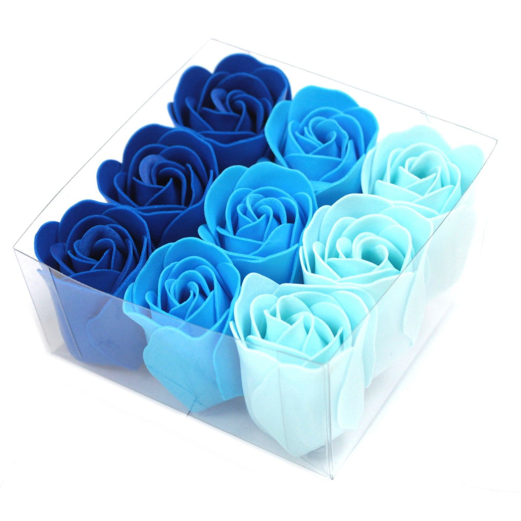 Set of 9 Blue Wedding Roses Soap Flowers for Luxurious Baths
