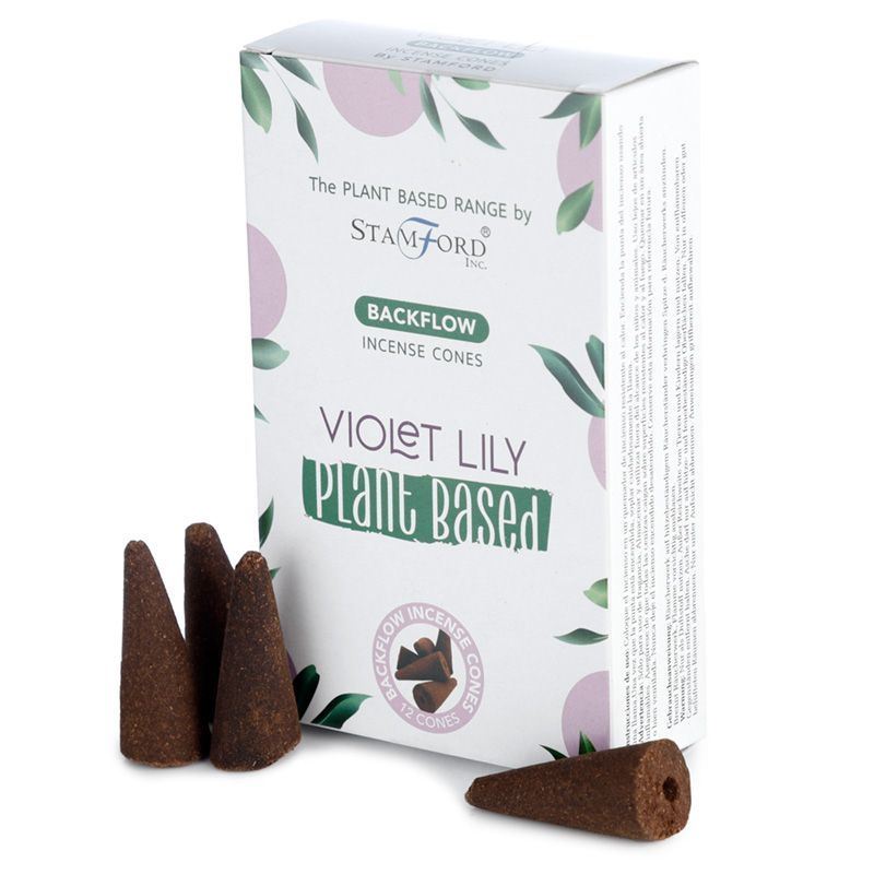 Plant Based Backflow Incense Cones Violet Lilly for Home Fragrance