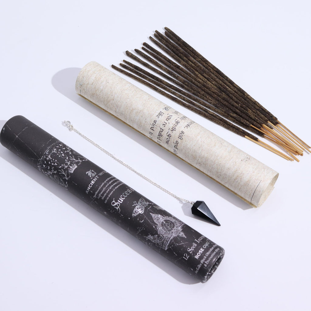 Success Spell Incense with Black Obsidian Pendulum for Focus