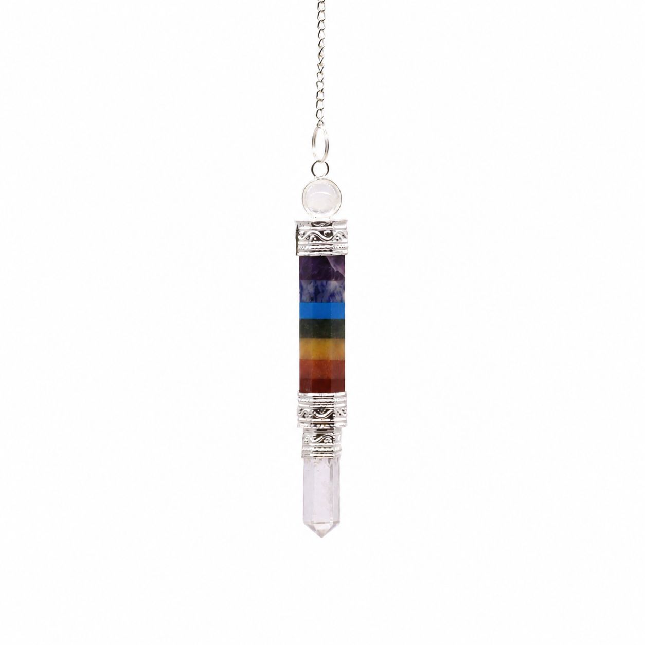 7 Chakra Pendulum with 3 Piece Joint for Dowsing and Energy Use