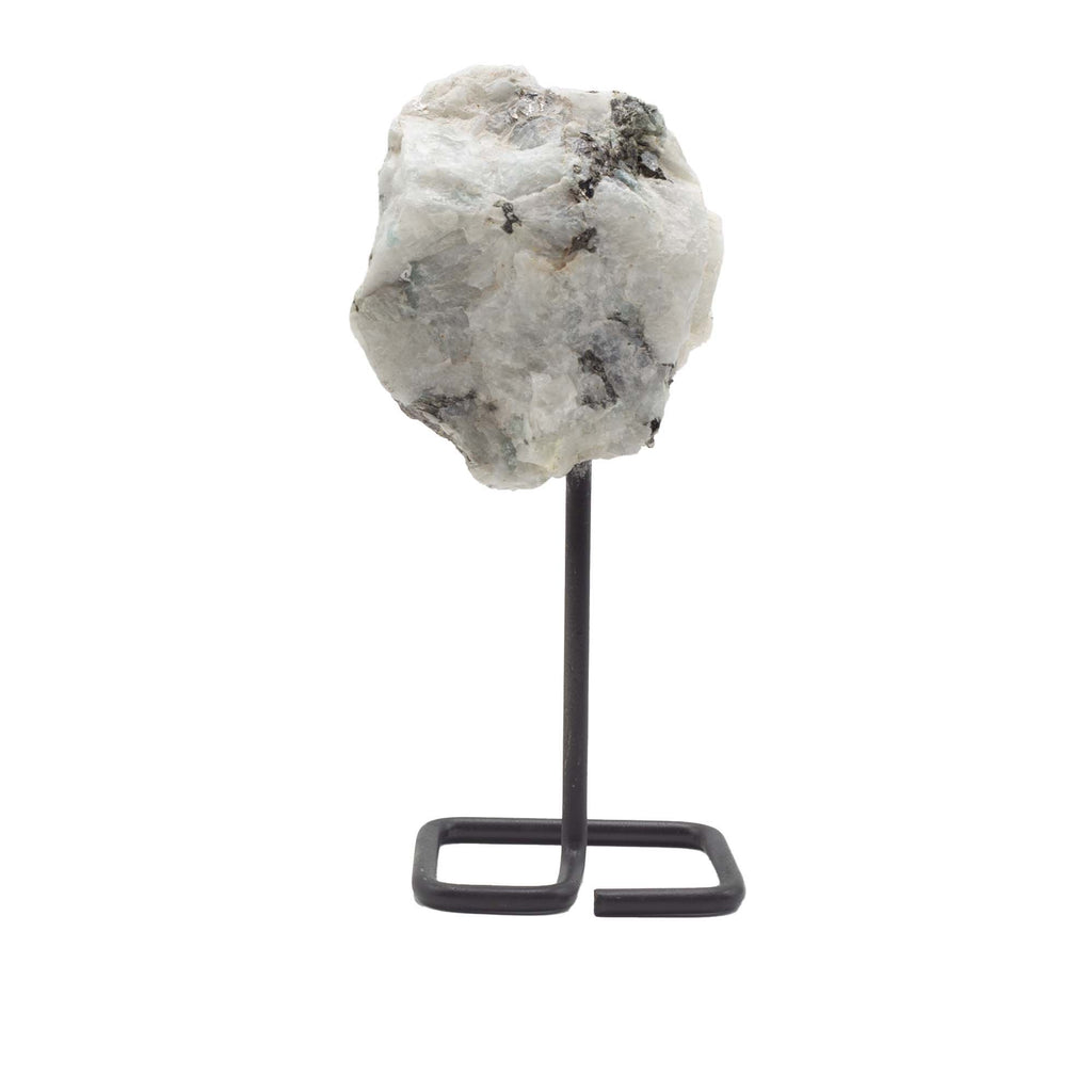 Rainbow Moonstone Mineral Specimen on Metal Stand for Display