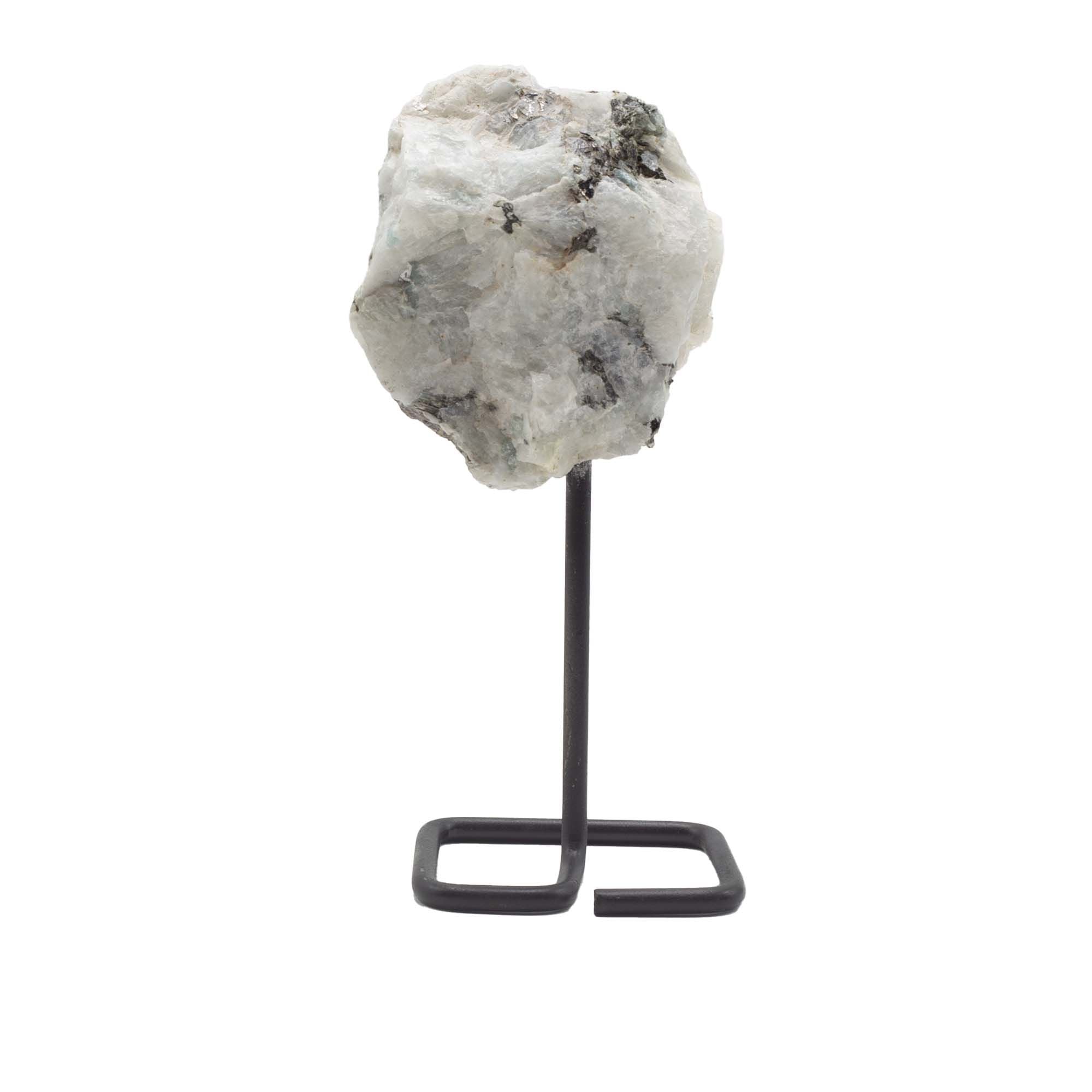 Rainbow Moonstone Mineral Specimen on Metal Stand for Display
