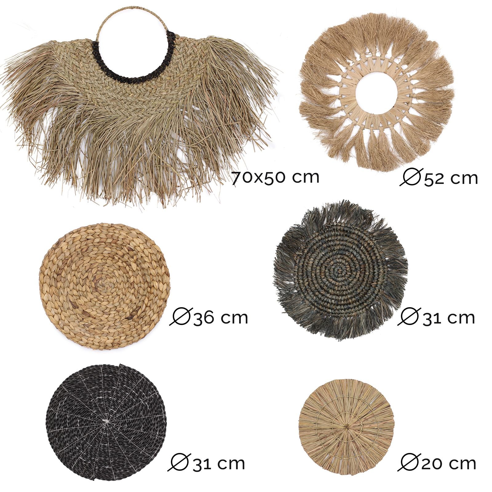 Set of Six Natural Wall Art Bintang Collection for Home Decor