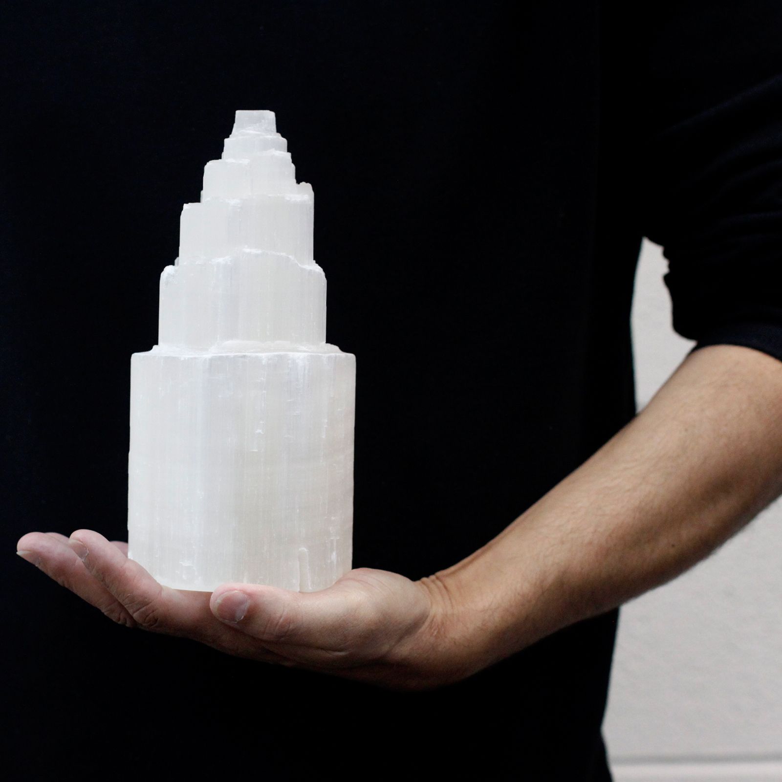 Natural Selenite Tower Lamp 20 cm with Light Fitting and Bulb