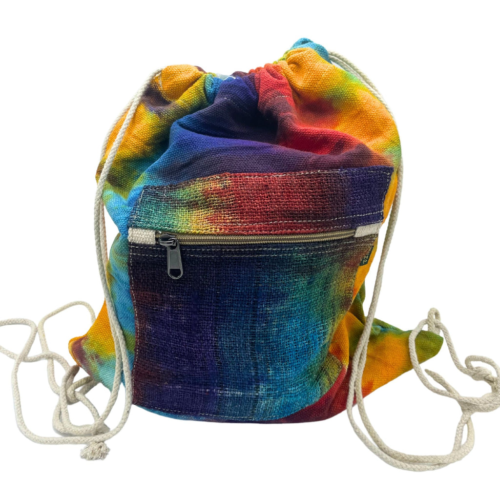 Tiedye Hemp String Bag with Colourful Design for Everyday Use