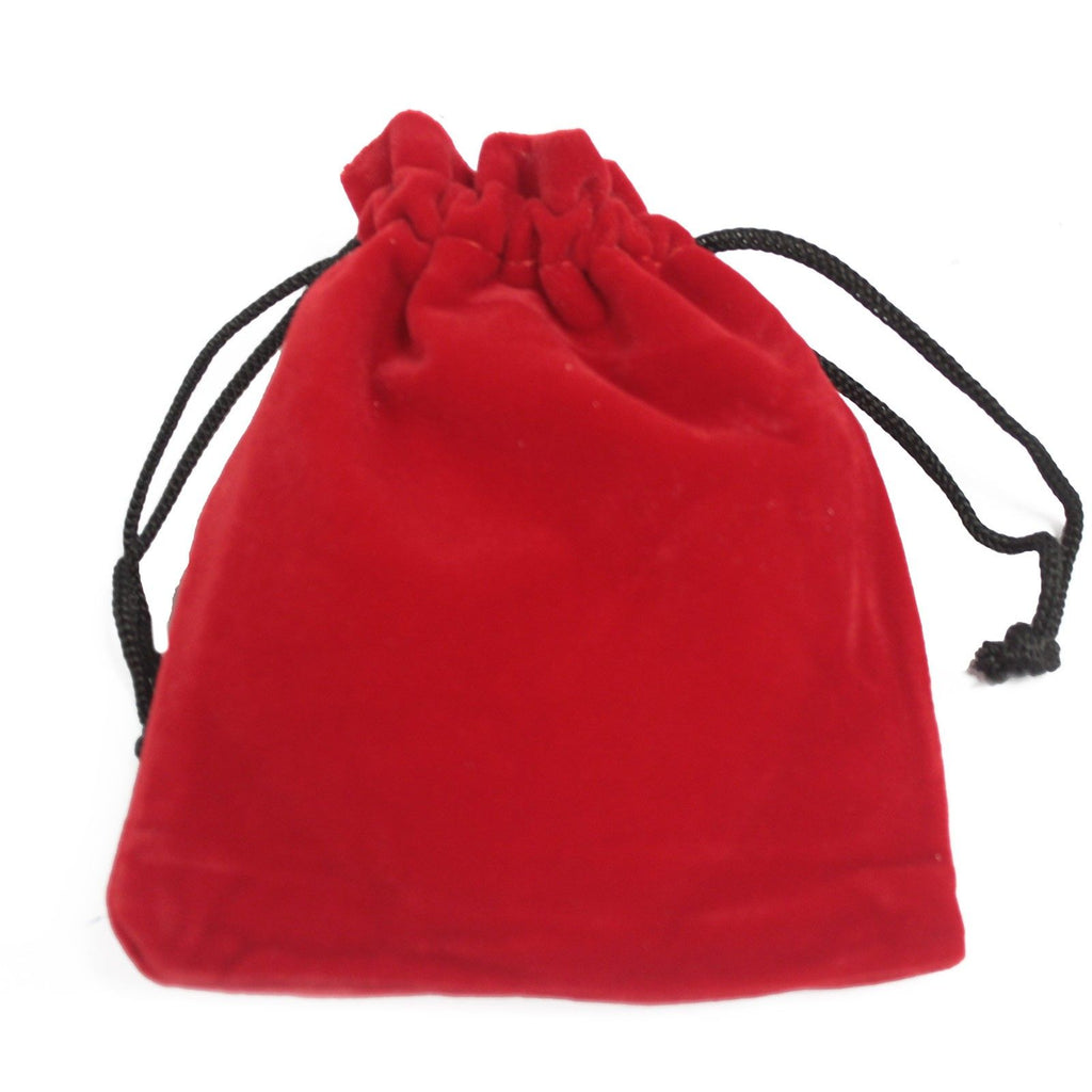 Quality Velvet Pouch in Red with Black Drawstring for Small Items