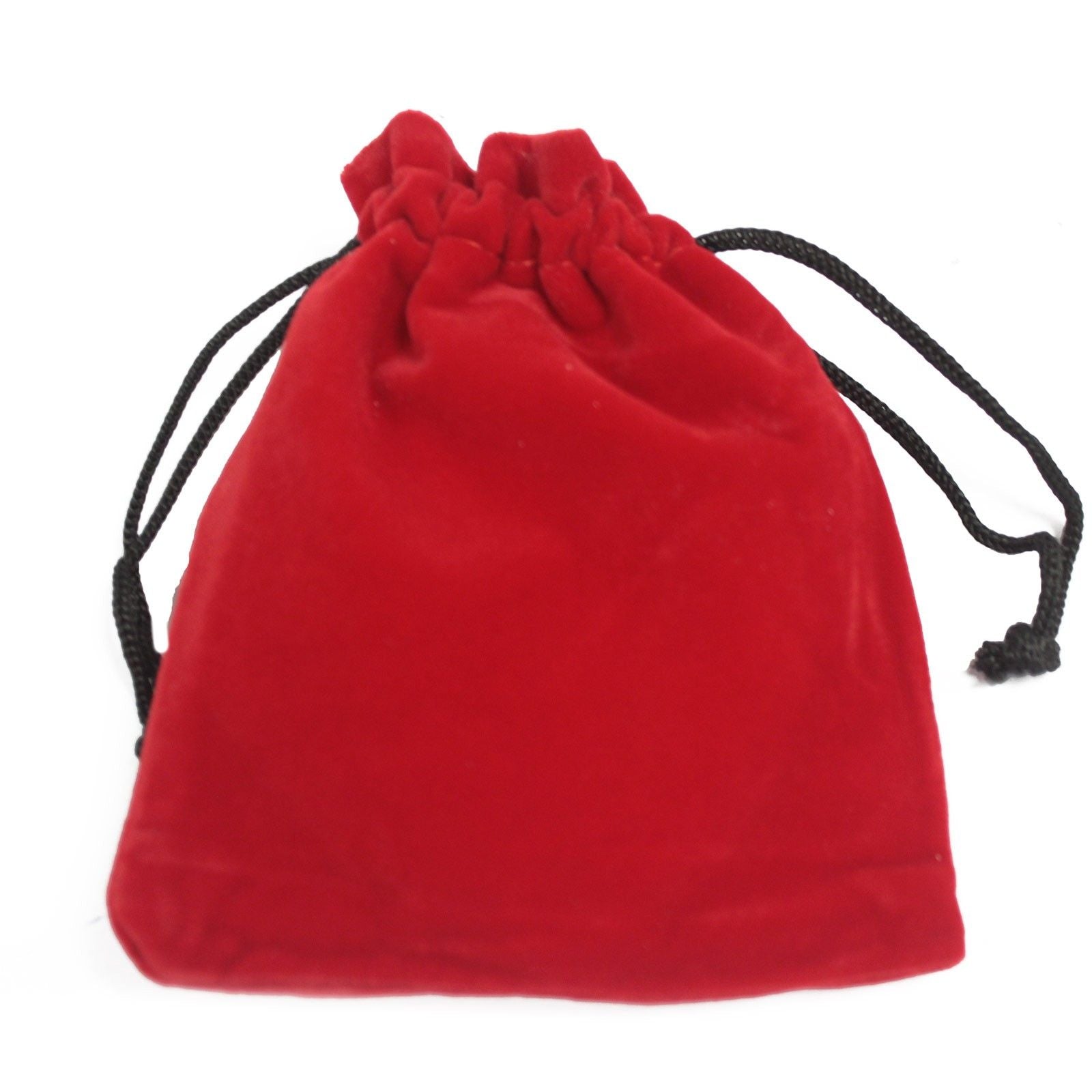 Quality Velvet Pouch in Red with Black Drawstring for Small Items