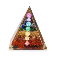Medium Organite Pyramid 7x6cm - Copper Bars - 7 Charkra Chips