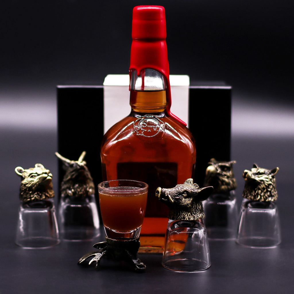 Gift Set of 6 Wild Forest Creatures Shot Glasses in Antique Bronze