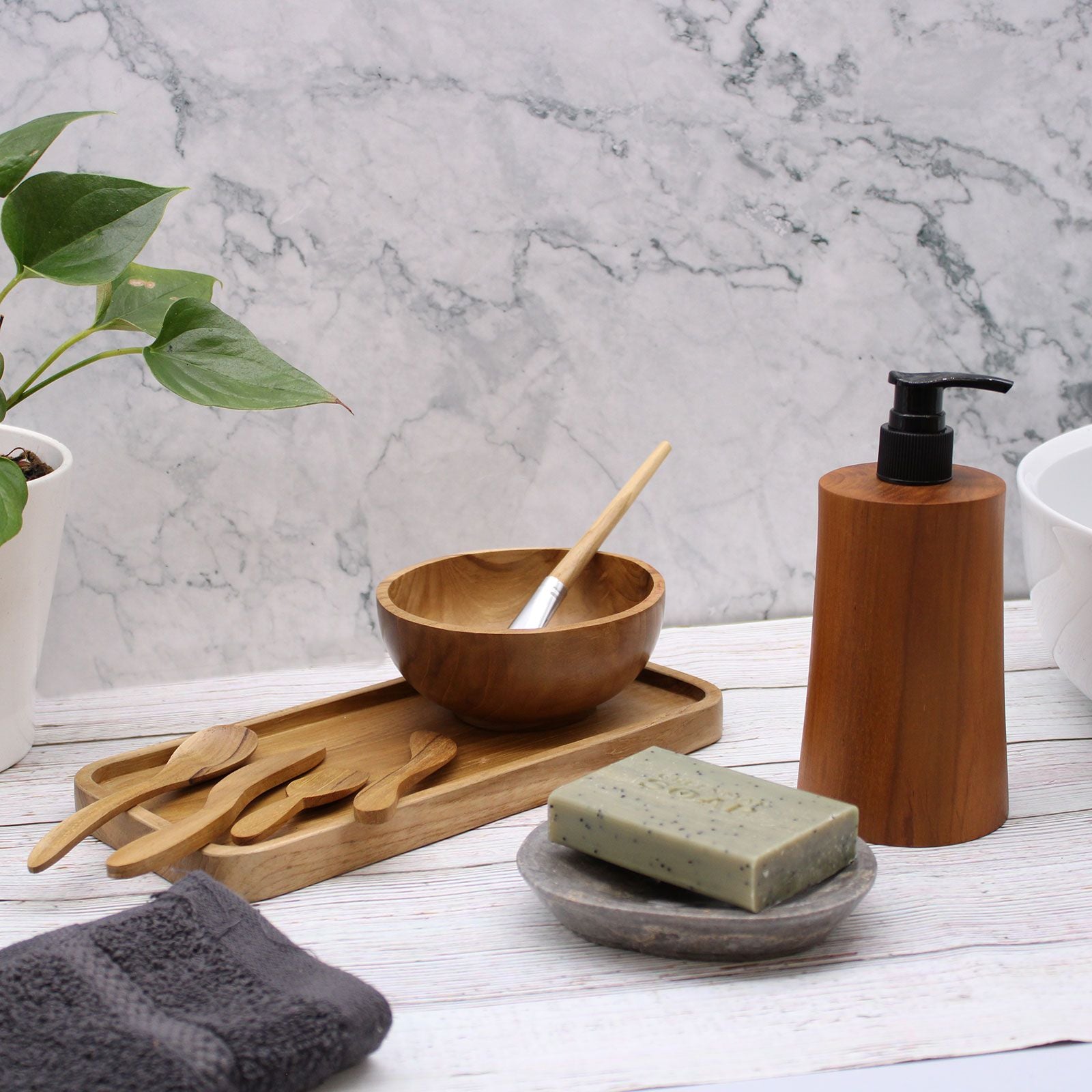 Natural Teakwood Soap Dispenser Taper for Elegant Home Decor