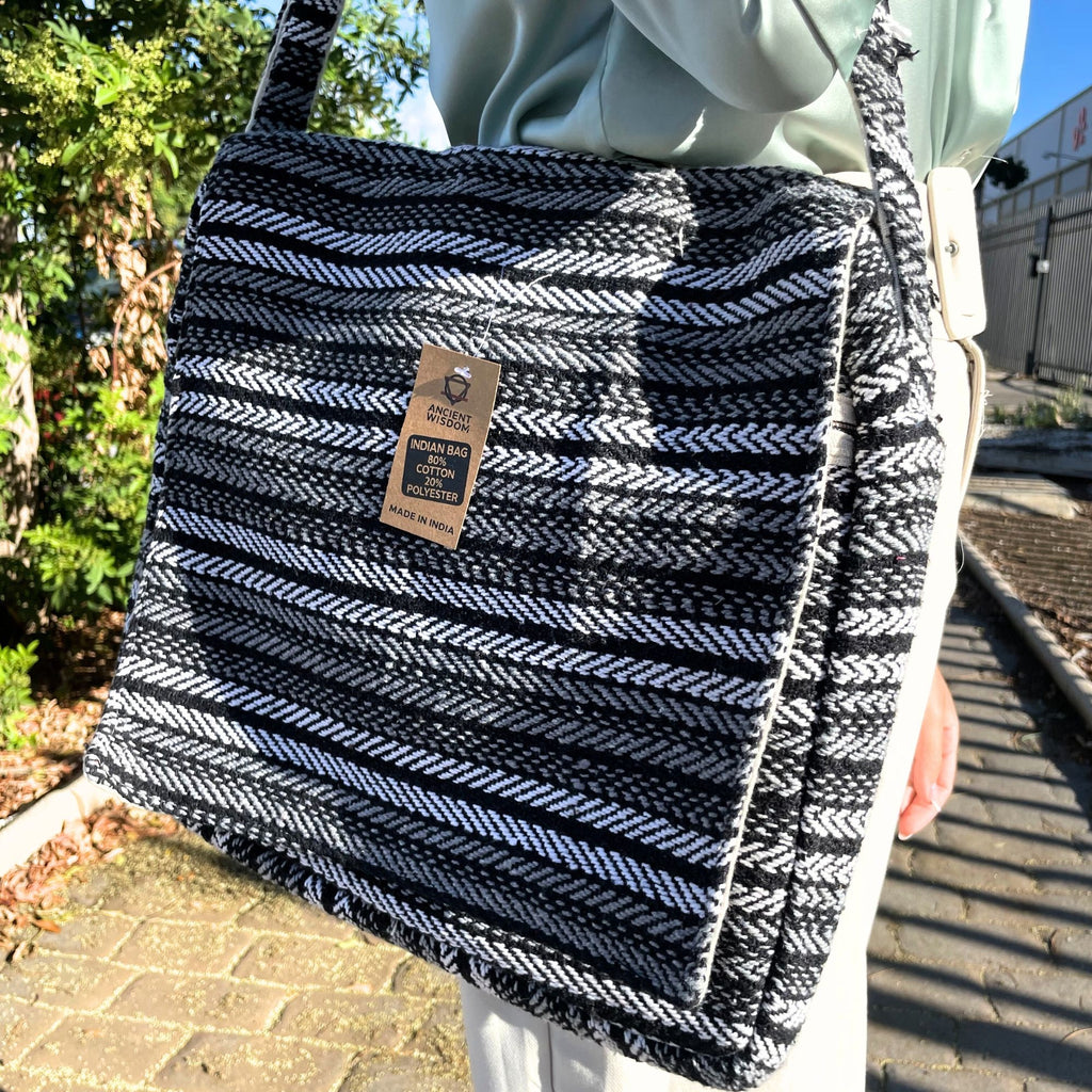 Soft Banjar Laptop Bag in Grey Strips for Stylish Protection
