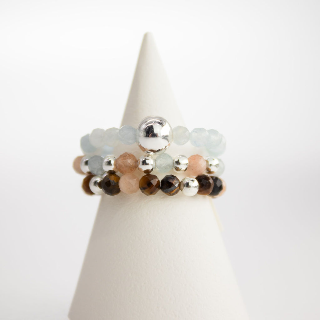Nymph Spirit Gemstone Ring Set Sea Sunset for Versatile Styling