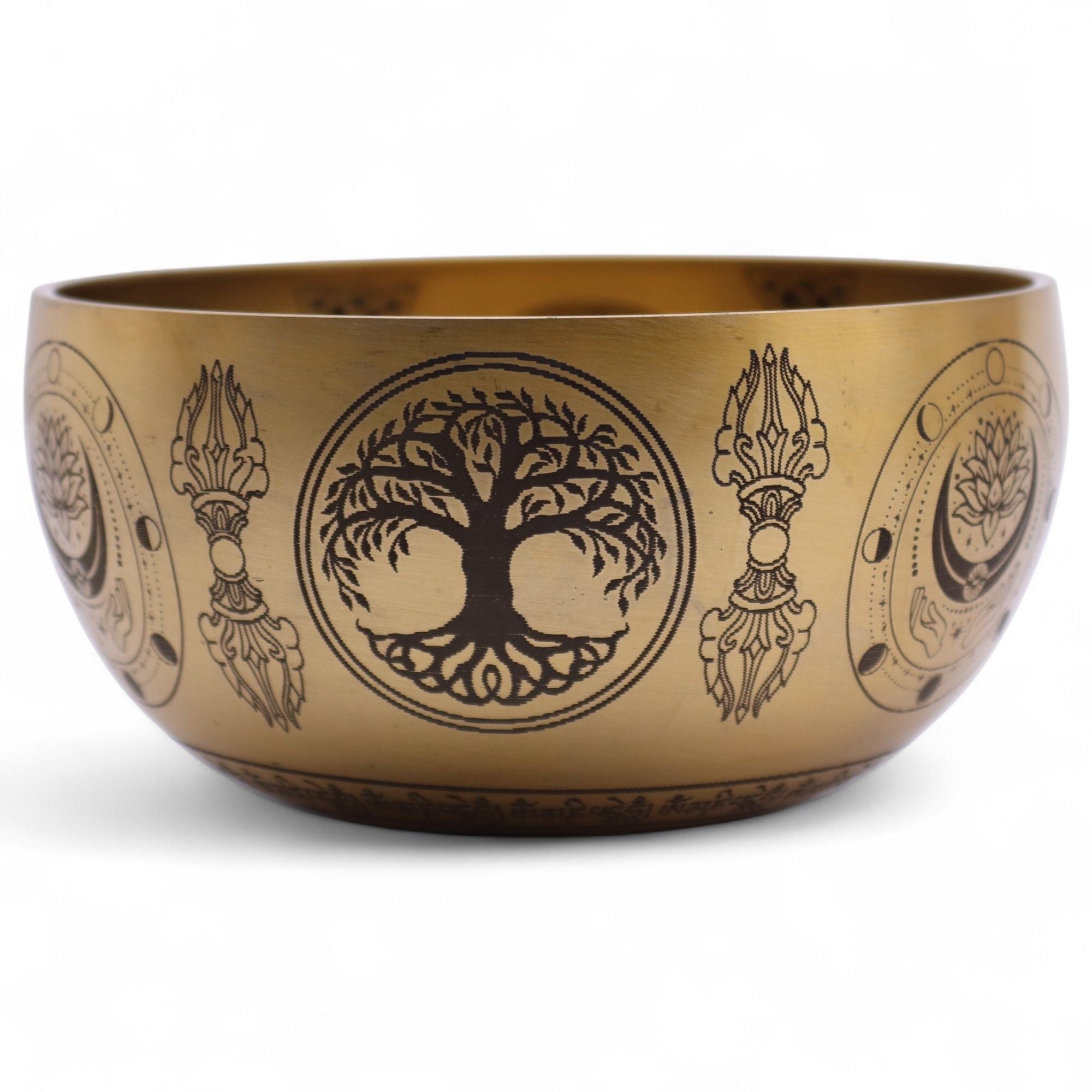 Pure Brass Etched Buddha Set of 4 Singing Bowls for Home Decor