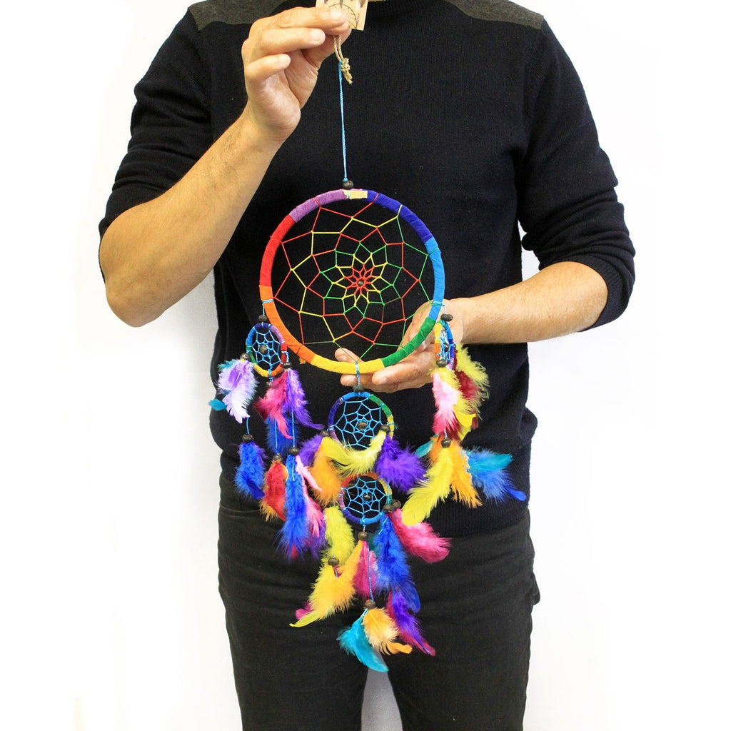 Bali Dreamcatchers Large Round Rainbow Dream Catcher for Sweet Dreams
