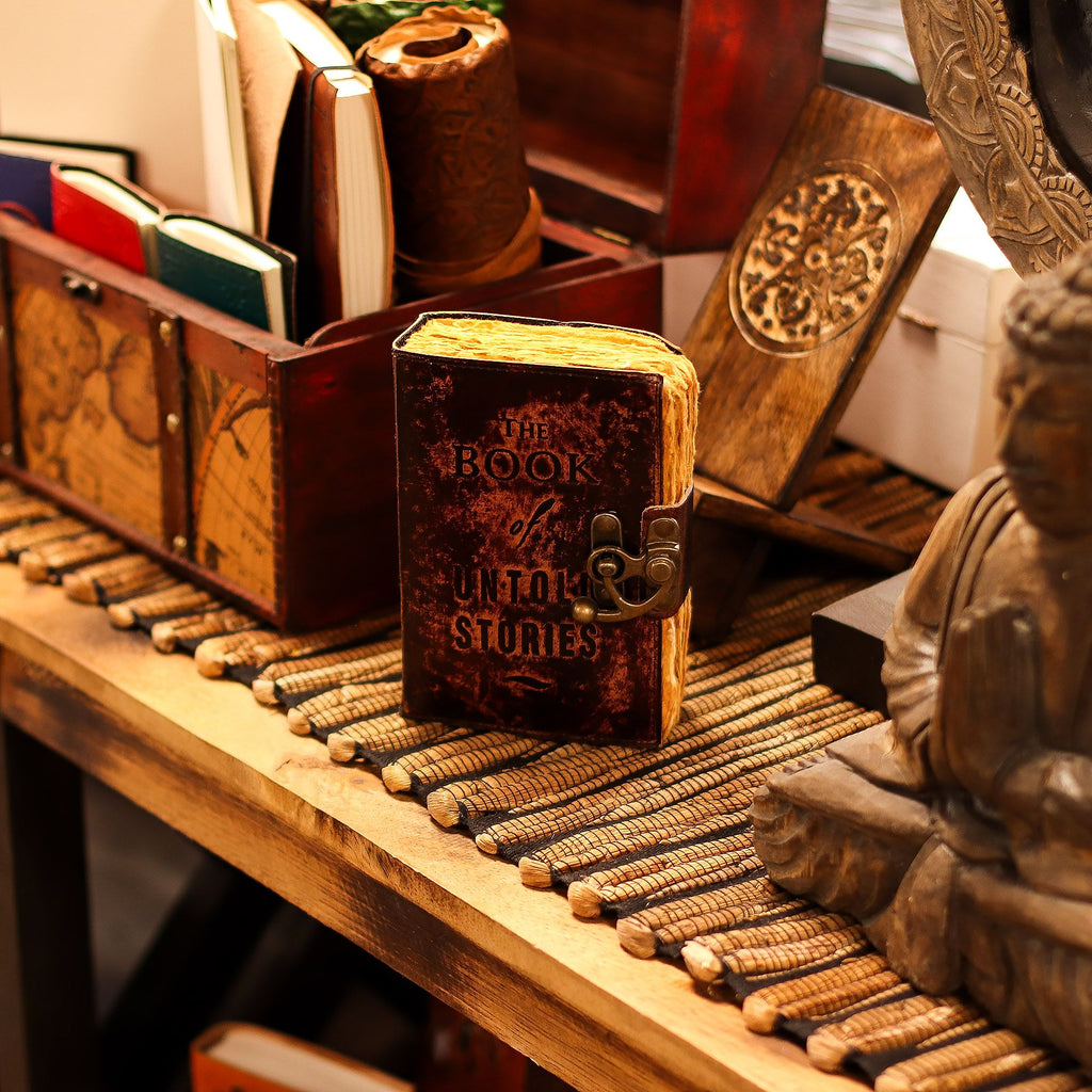Fat Deckled Leather Notebook The Book of Untold Stories Journal
