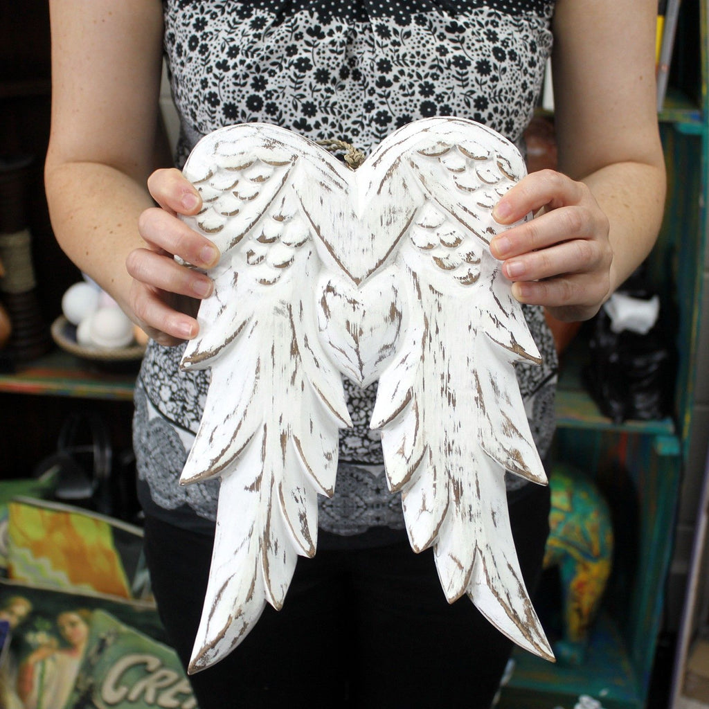 Hand Crafted Double Angel Wing Vintage Style Home Decor Accent
