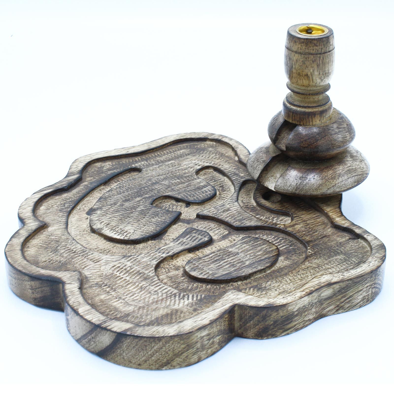 Large Mango Wood Backflow Burner Ohm for Captivating Aromas