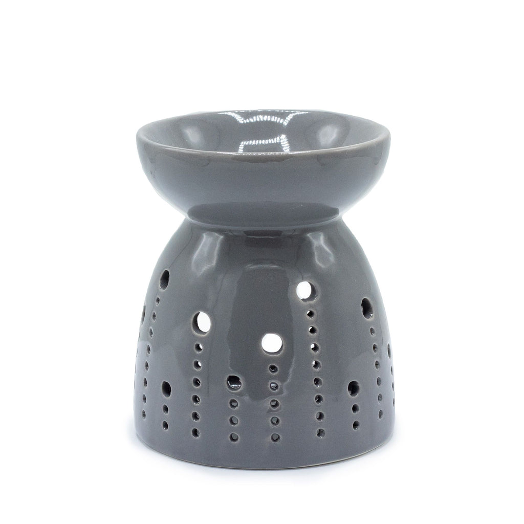Classic Grey Oil Burner with Bubbles Cutout for Home Fragrance