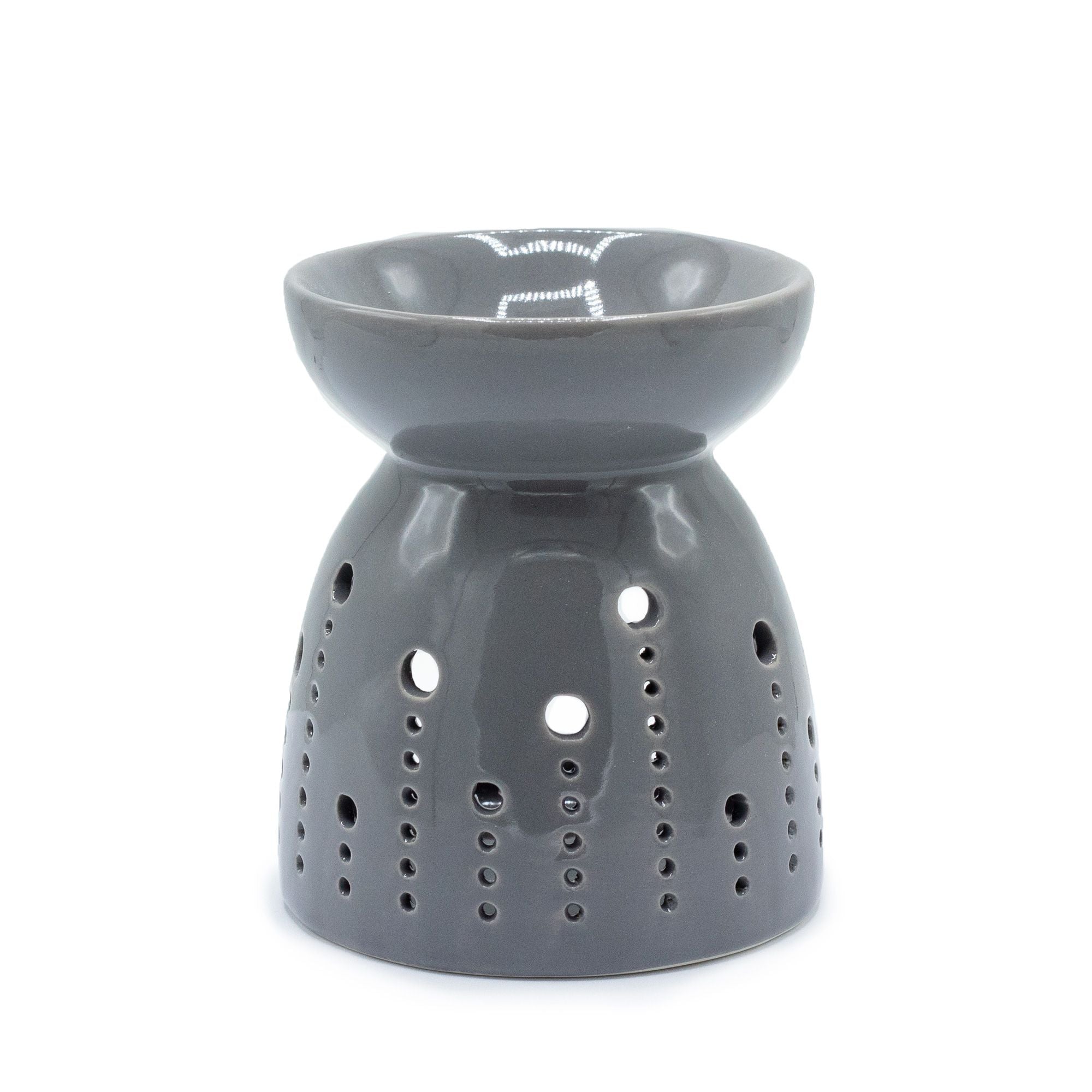 Classic Grey Oil Burner with Bubbles Cutout for Home Fragrance