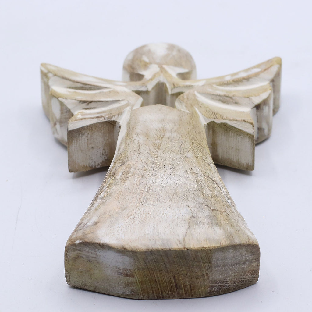 Mango Wood Angel Whitewash with Star Cut Out for Home Decor