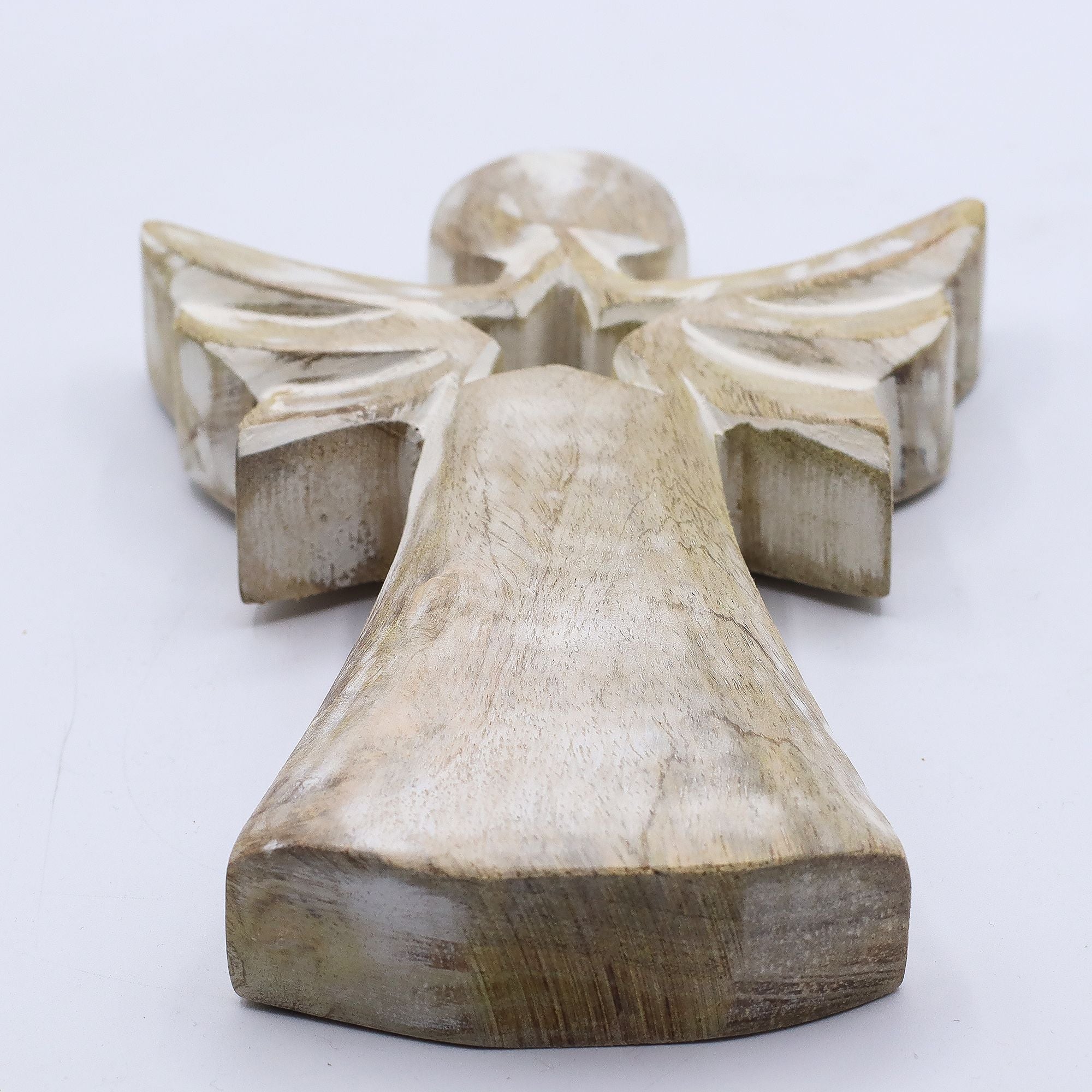 Mango Wood Angel Whitewash with Star Cut Out for Home Decor