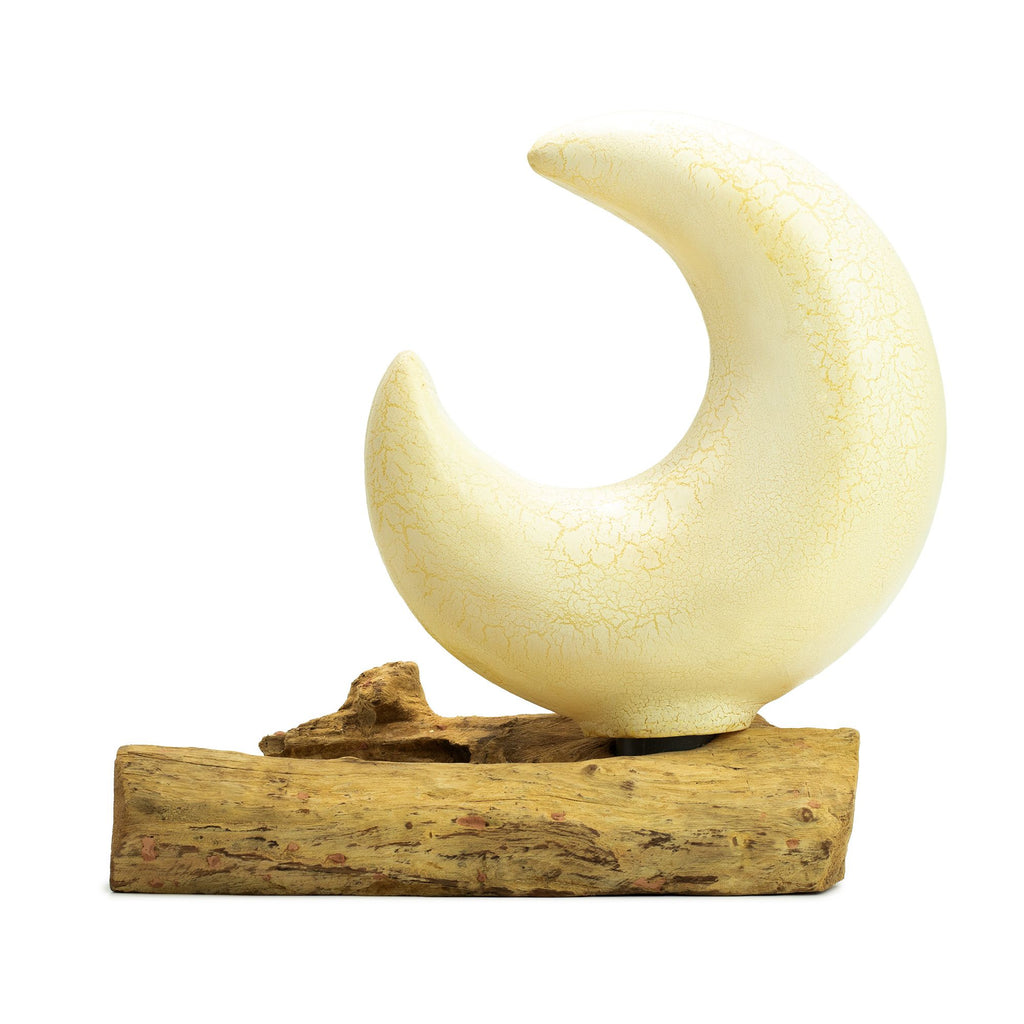 DriftGlow Lamp with Crackle Half Moon Shade in Grey Design